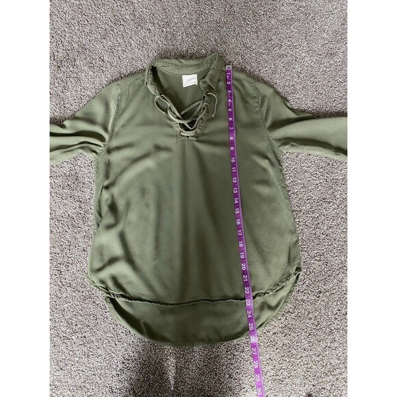 Harper Lace-Up Blouse - Olive Green - Size XS - Picture 7 of 7